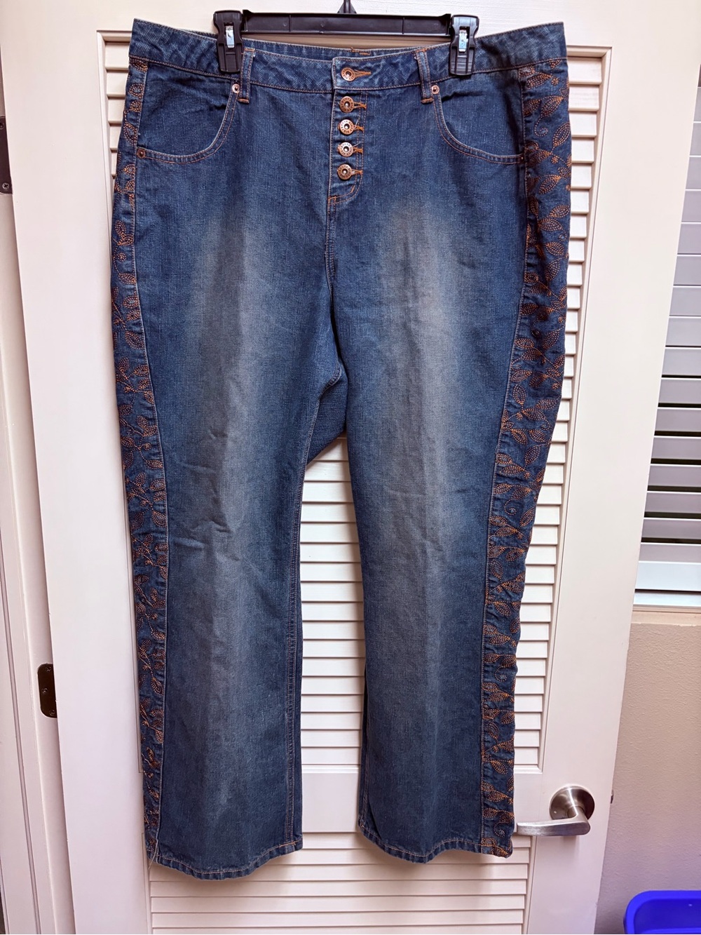 Route 66 Plus Size 20W Jeans Bootcut Denim Floral Embroidered Western Cowgirl